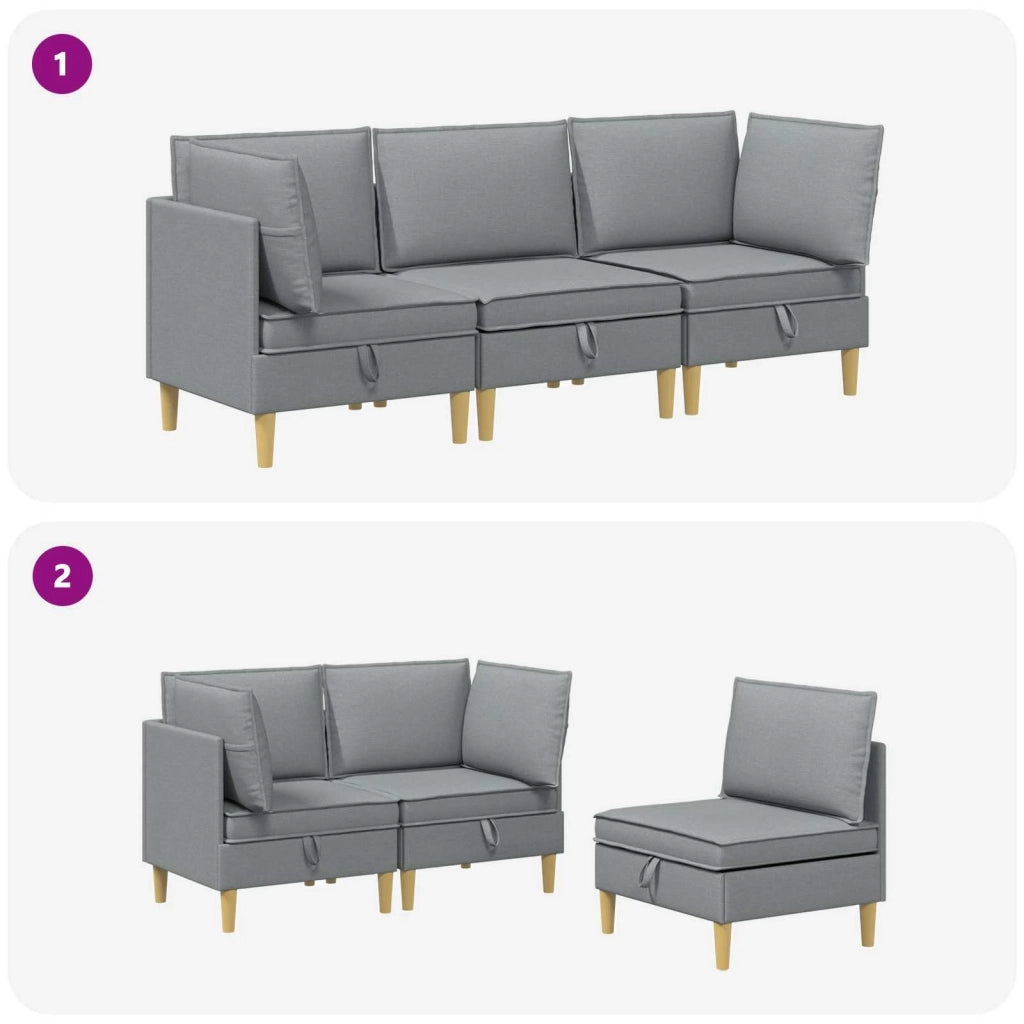 Set di mobili per il soggiorno 3 pcs Grigio Chiaro Tessuto 3413673