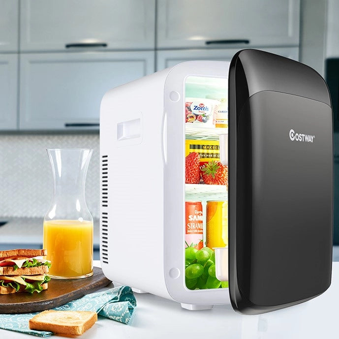 Mini frigorifero 2 in 1 compatto 15 L, Mini frigo portatile per auto a semiconduttore per bevande Nero-Frigoriferi