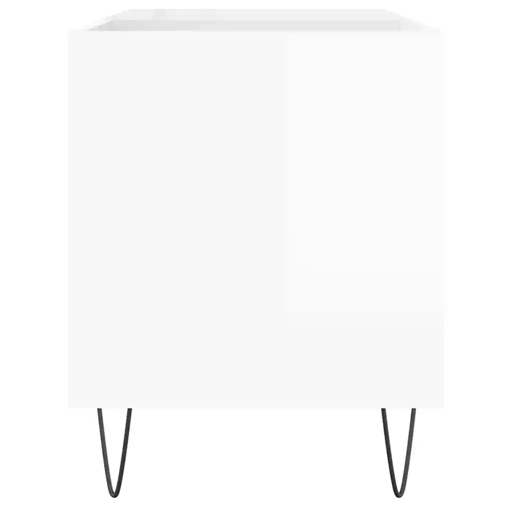 Mobile Porta Dischi Bianco Lucido 85x38x48 cm Legno Multistrato