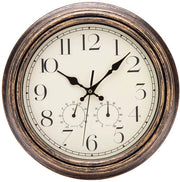 Orologio da Parete con Termometro e Umidificatore Silenzioso Vintage 30 cm Numeri Romani Quarzo Grande Batteria Alimentato Facile da Leggere per Camera Casa Cucina Camera da Letto Ufficio Scuola