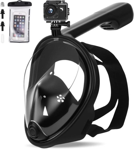Snorkel per bambini con visiera a 180 gradi, visiera anti-condens, impermeabile, compatibile con sportcam.