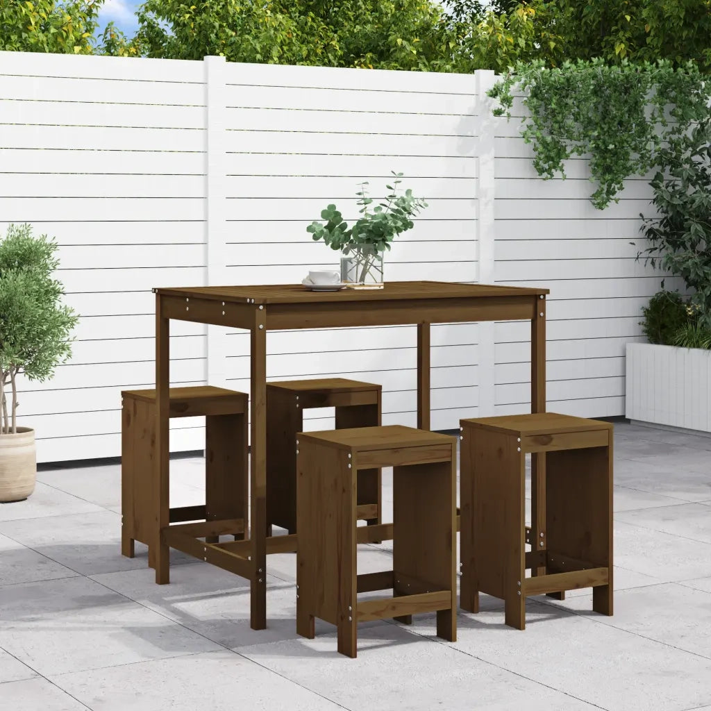 Set Bar da Giardino 5 pz | Set Salotto da Giardino ambra in Legno Massello di Pino