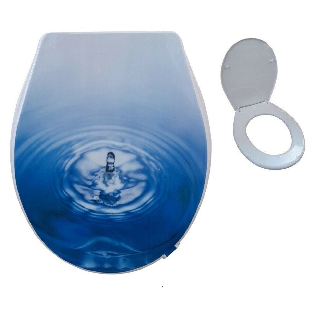 Trade Shop - Copriwater Universale Bagno Copri Wc 44x36.5cm Morbido Fantasia Goccia D'acqua -        3,5
