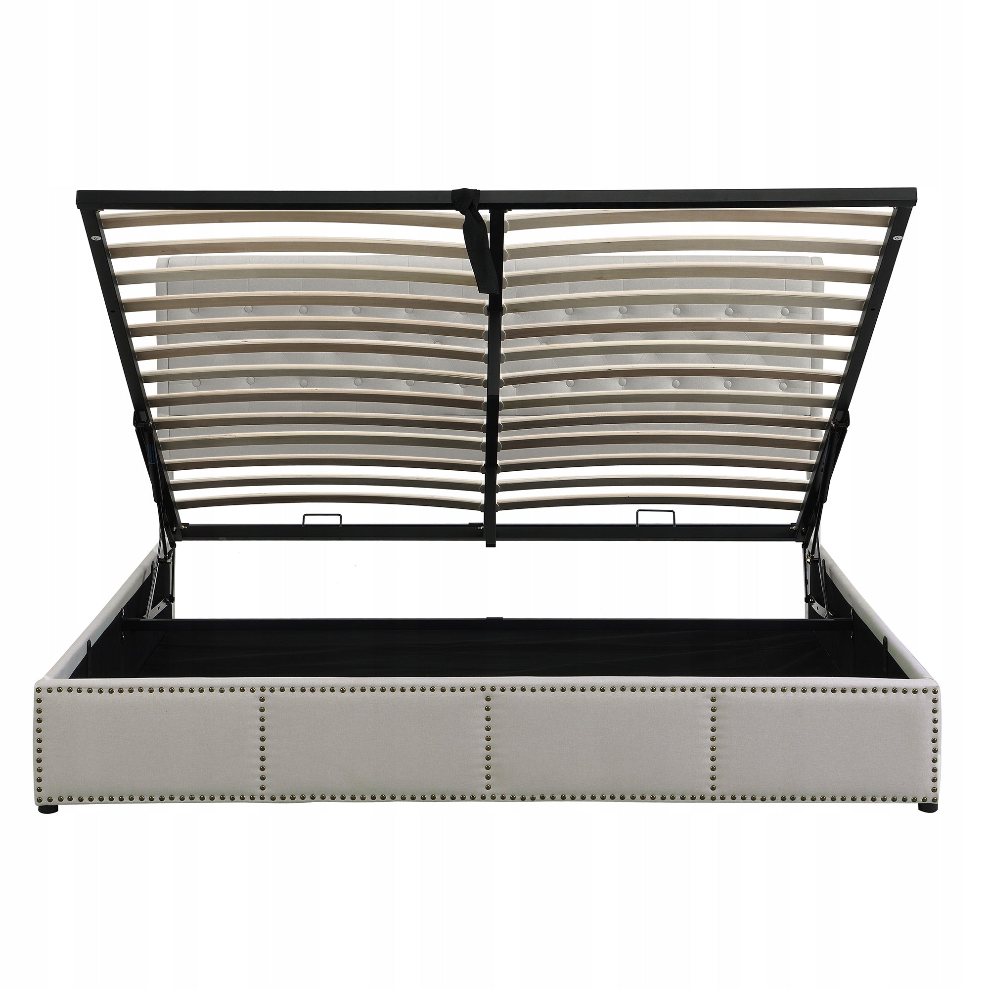 Letto con contenitore - Xylo - 160x200 cm - Idraulica - Velluto grigio chiaro