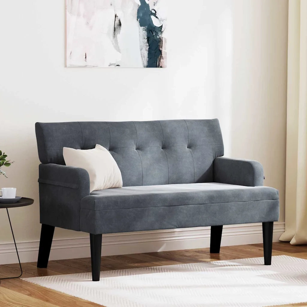 Panca Chesterfield-Sgabello-Divano Grigio scuro 112 x 65,5 x 75 cm Velluto