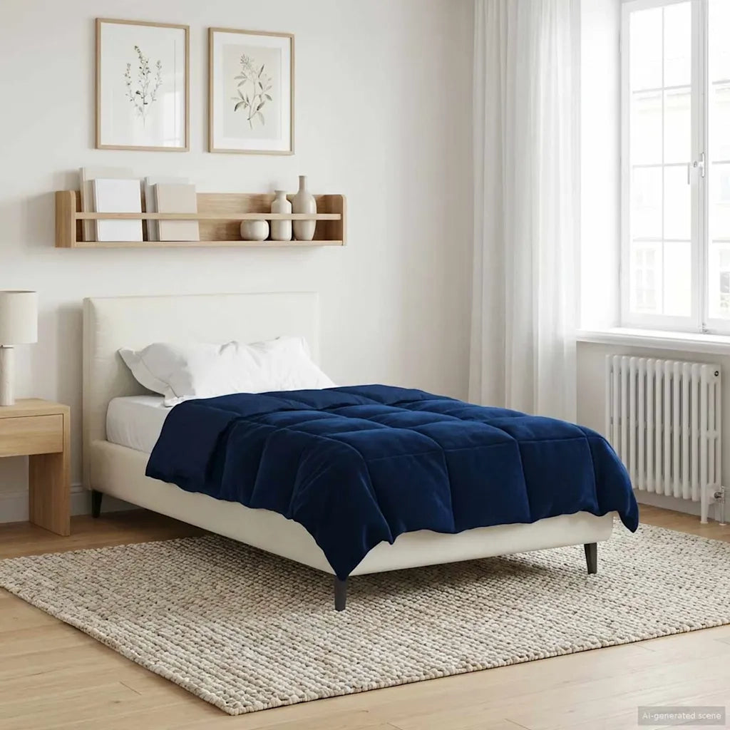 Duvet Invernale Trapuntato Blu Scuro 135 x 220 cm Microfibra 42026138