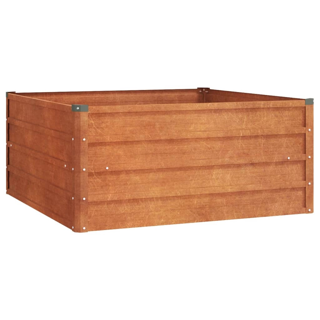 Fioriera rialzata per piante fiori terrazza giardino finitura ruggine 100 x 100 x 45 cm acciaio corten marrone 02_0039856