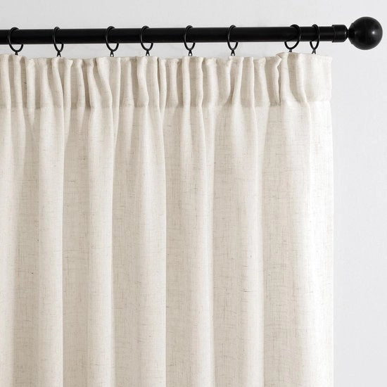 Gordini in Lino Trasparenti - Design Moderno - 2 Pezzi - Bianco Naturale - 200 x 225 cm