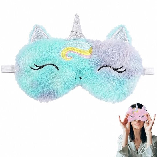 Slaapmasker con Gel - Oogmasker per Fatica - Terapia Freddo/Caldo - 2 Pezzi - Cintura Regolabile - Disegno Unicornio