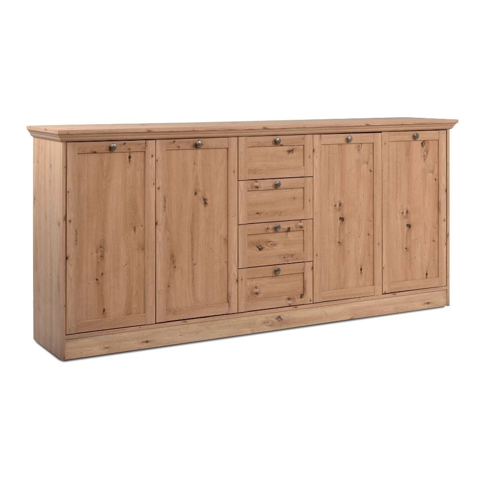 Madia 4 ante e 4 cassetti rovere anticato Timber51A 200x40x90H Il fascino del legno naturale nella tua casa