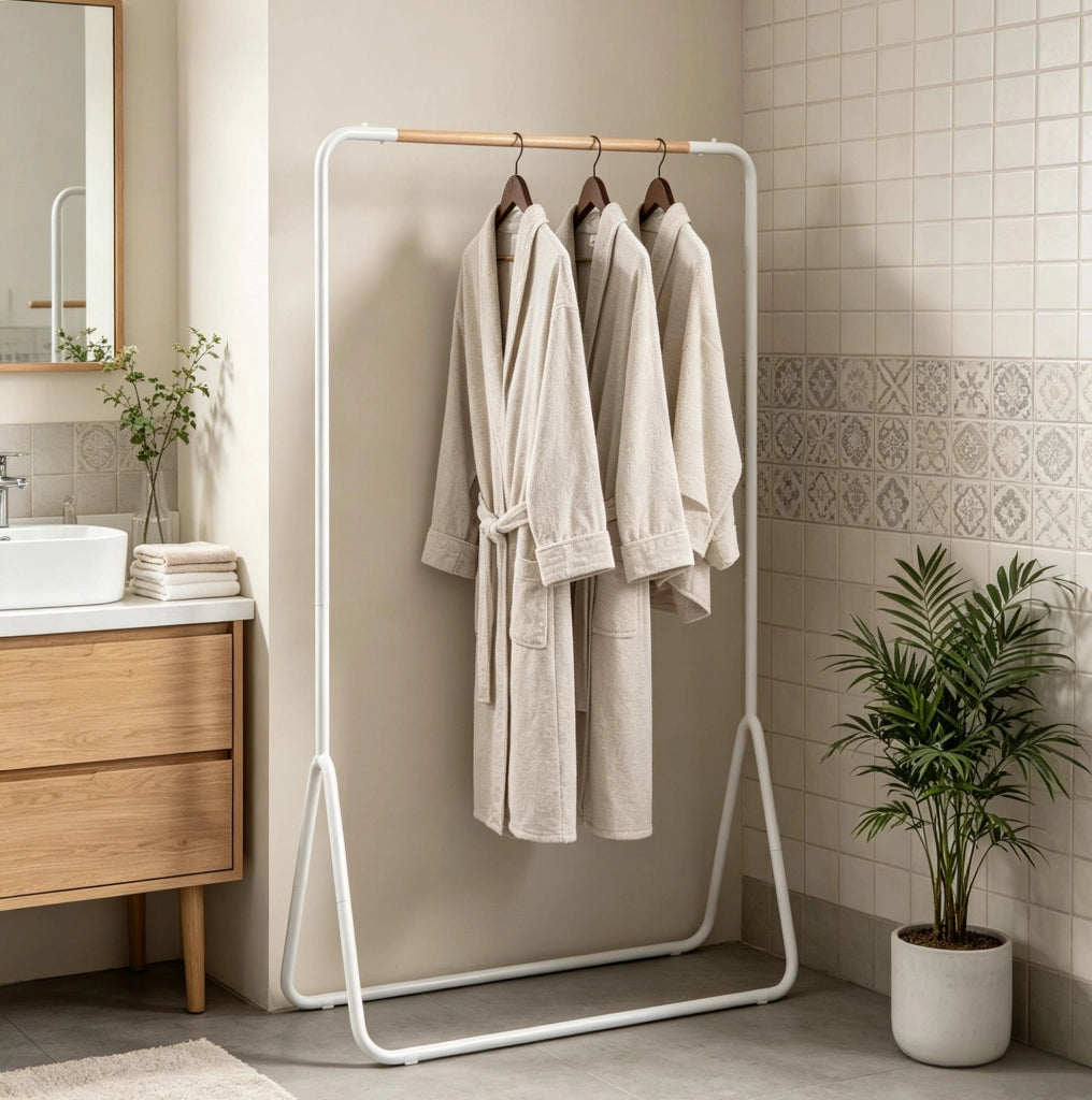 Appendiabiti da terra 80 x 45 x 145 cm in metallo bianco per ingresso