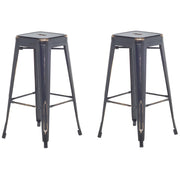 Set di 2 Sgabelli da Bar Nero con Acciaio dorato 76 cm Impilabile Altezza Bancone Industriale