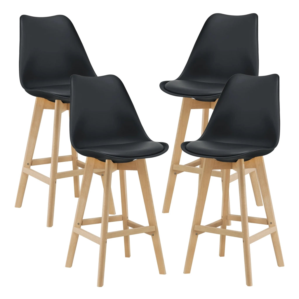 Set di 4 sgabelli da bar in plastica sintetica finitura faggio 105 x 48 x 58 cm nero 03_0008720