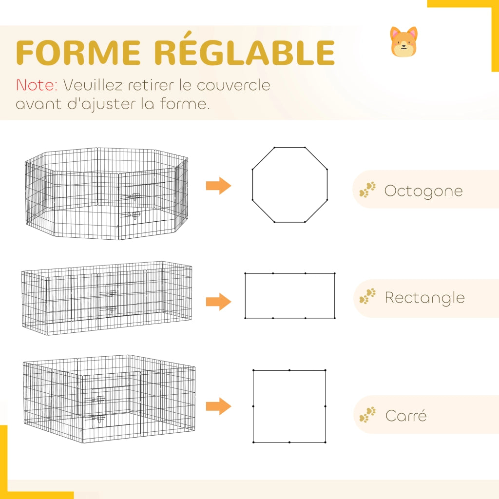 Recinto per cani 8 pannelli pieghevoli con porta ¨C zephmum ¨C nero 61x61 cm