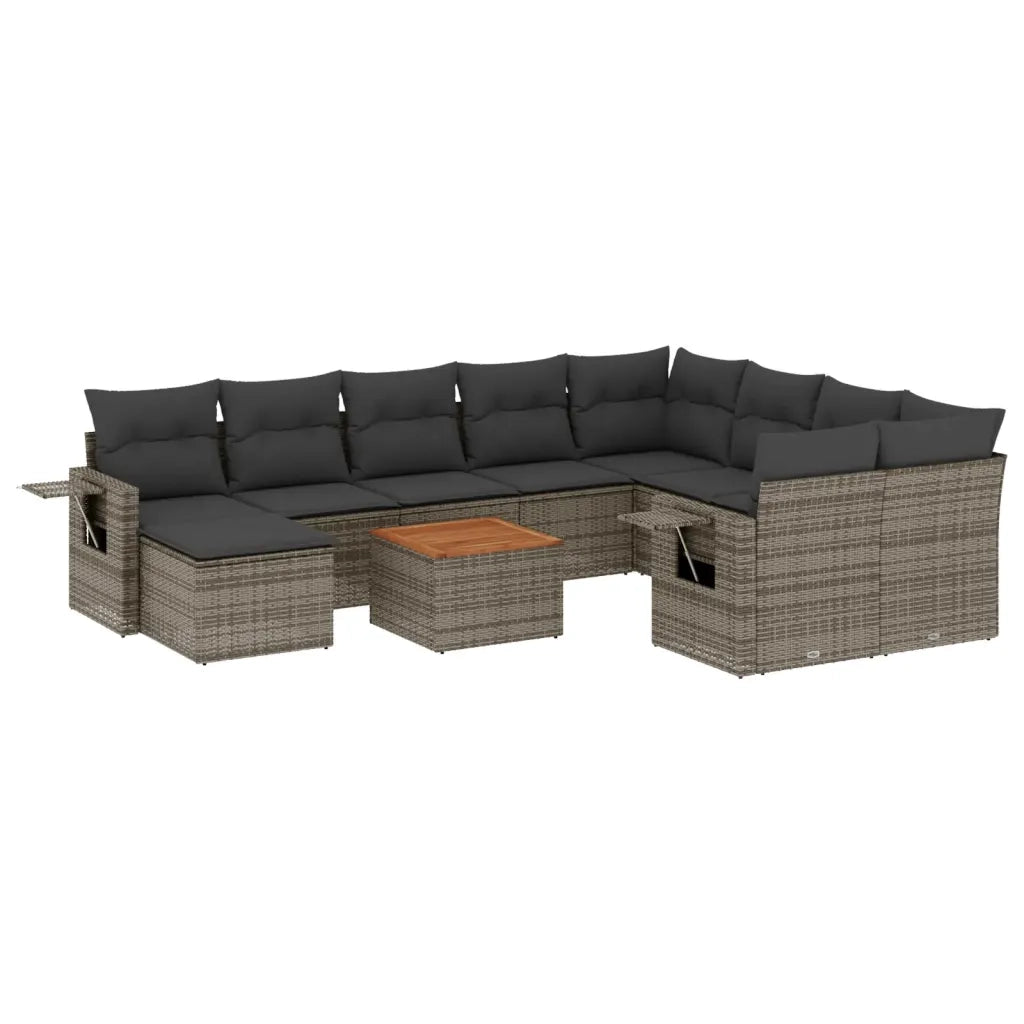 Set Divani da Giardino 11 pz con Cuscini in Polyrattan Grigiocod mxl 91173