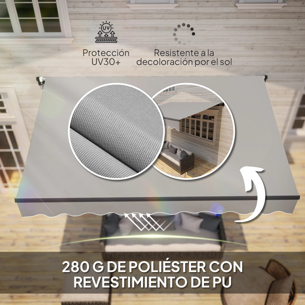 Toldo Retraibile in Alluminio per Finestre e Porte ¨C zephmum ¨C Grigio 360x220 cm