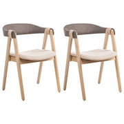 Set di 2 sedie da pranzo Rivestimento in poliestere marrone chiaro e tortora Gambe in legno di gomma Stile tradizionale retrò