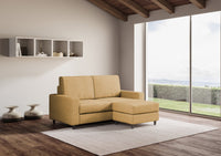 Divano 2 Posti con Pouf 168x145x85 cm Sakar in Tessuto Ocra