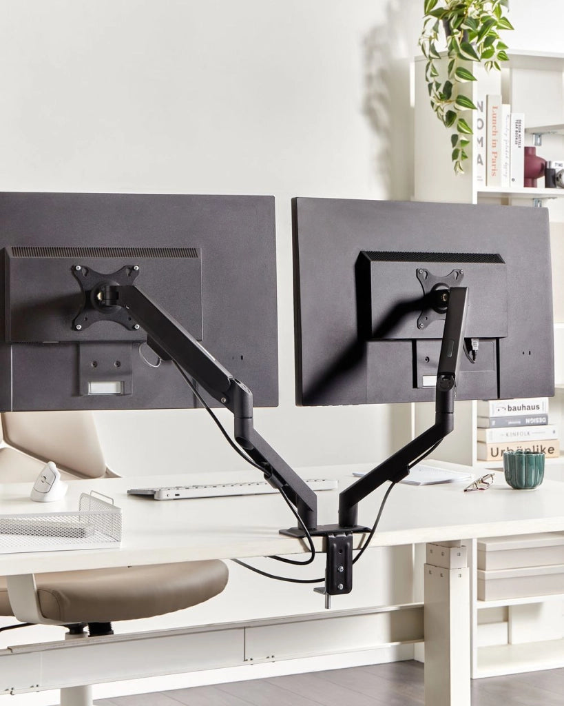 Supporto da tavolo doppio braccio per 2 schermi monitor girevole Rotazione display Nero