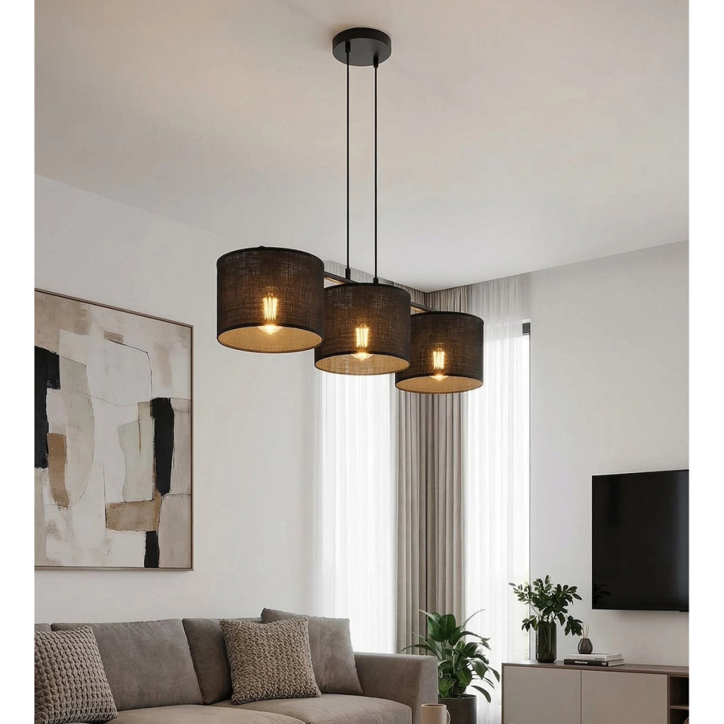 Lampada a sospensione Eco in acciaio nero