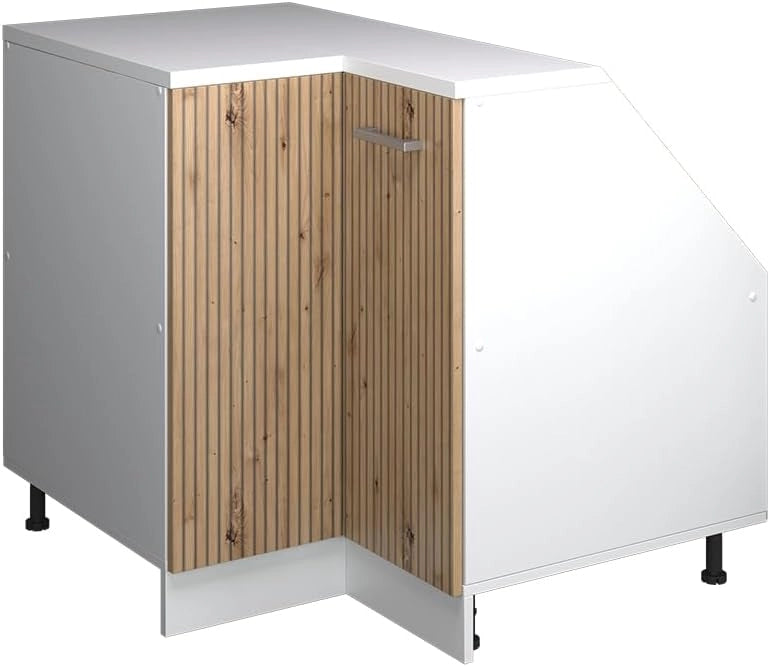 Mobile sottotetto Mobile angolare Rion, Rovere artigianale, 75.6 x 81.6 cm con 1 porta, carcassa dell’armadio profondità 60 cm, adatto per il salvaspazio sotto tetti spioventi