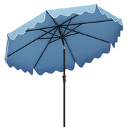 Ombrellone da patio 280 cm con manovella, Ombrello da mercato a 2 livelli con tetto protettivo dal sole Azzurro-Ombrelloni
