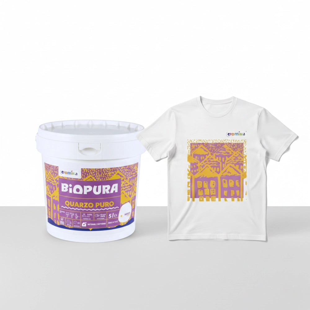 Kit pittura murale quarzo puro 5l e t-shirt cromika smiling houses *** misura large - l, confezione 1