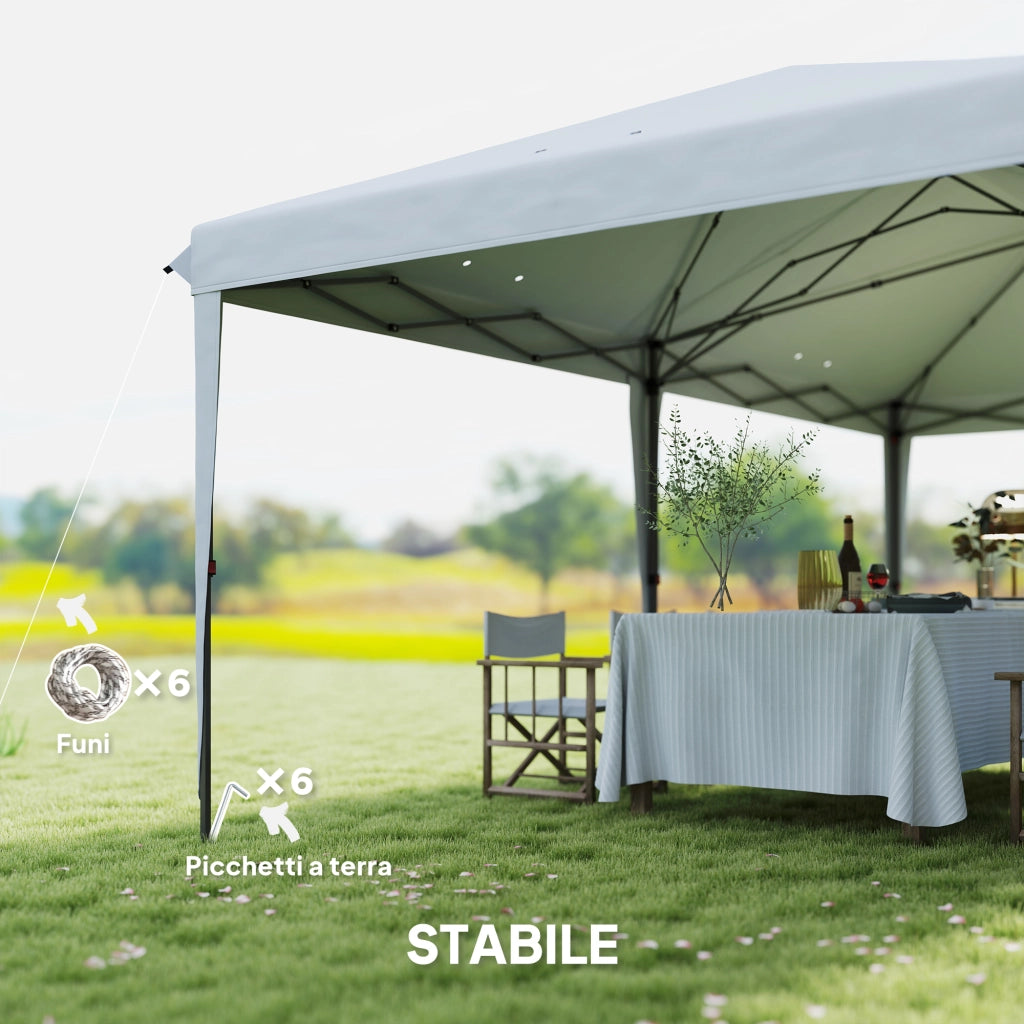 Gazebo da Giardino Pop-up 6x3 m Pieghevole Tendone in Poliestere Oxford Bianco
