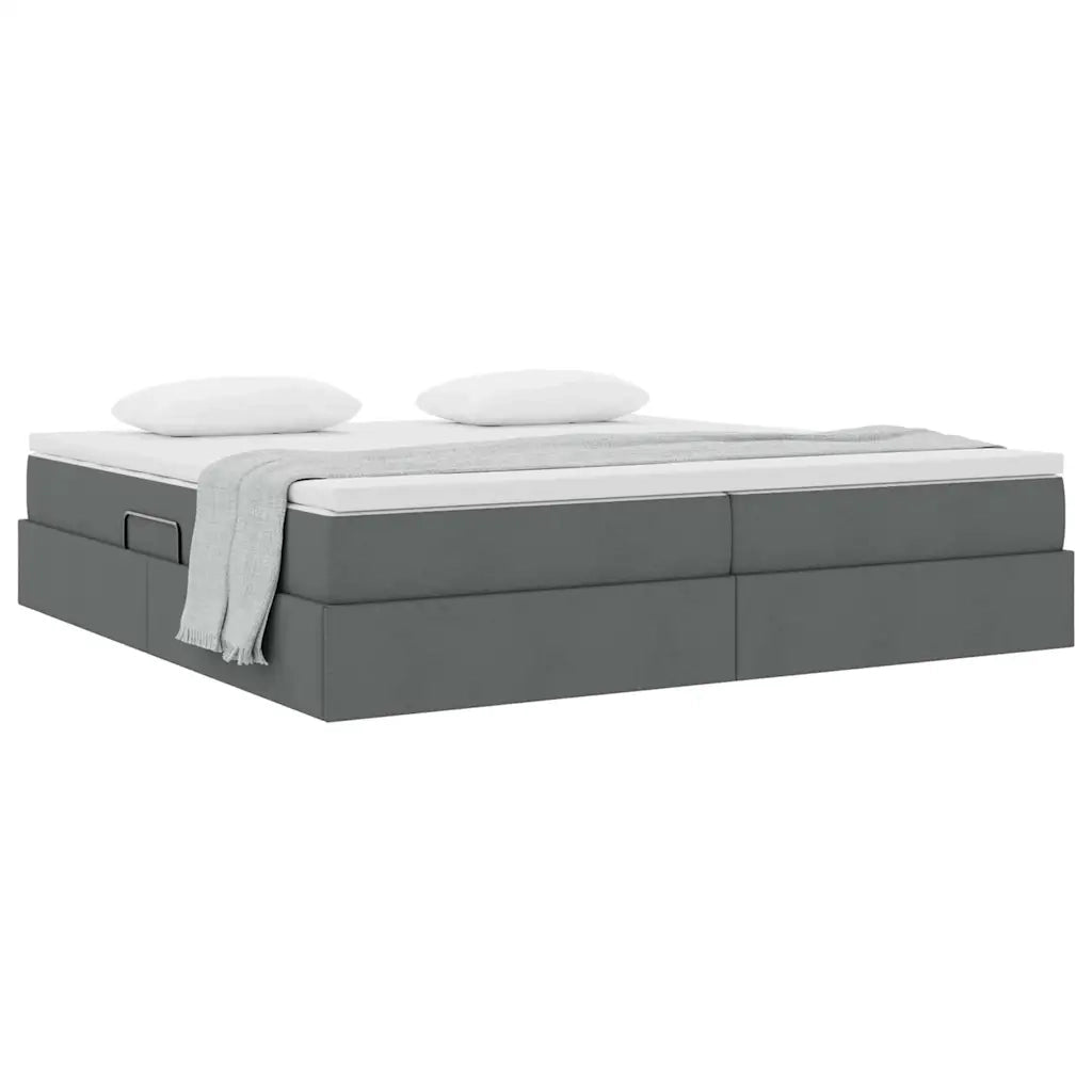 Letto con contenitore e materasso Grigio scuro 200 x 200 cm
