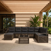 Set Divano da Giardino 9 pcs Grigio polyrattan 3435806