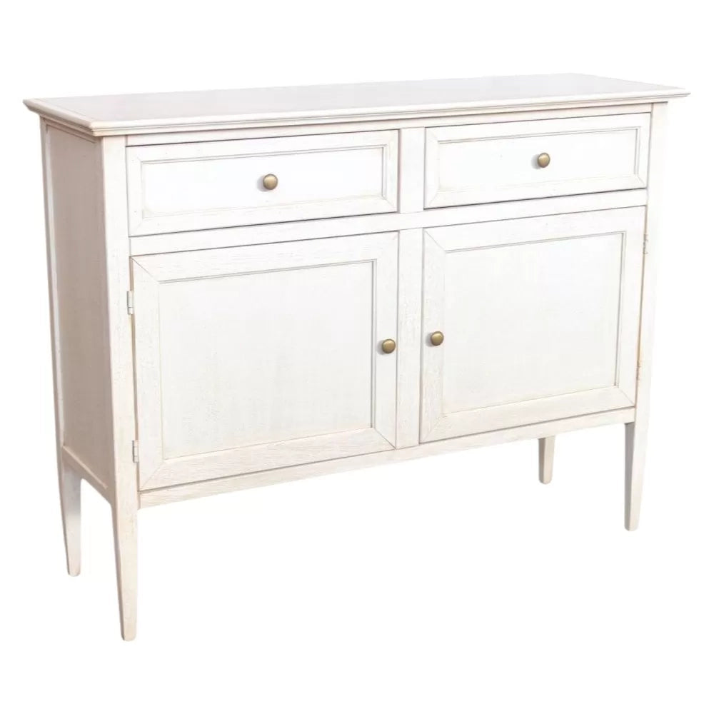 Madia credenza 2 porte 2 cassetti legno shabby bianco anticato 110x35x83 - Mobili 2G