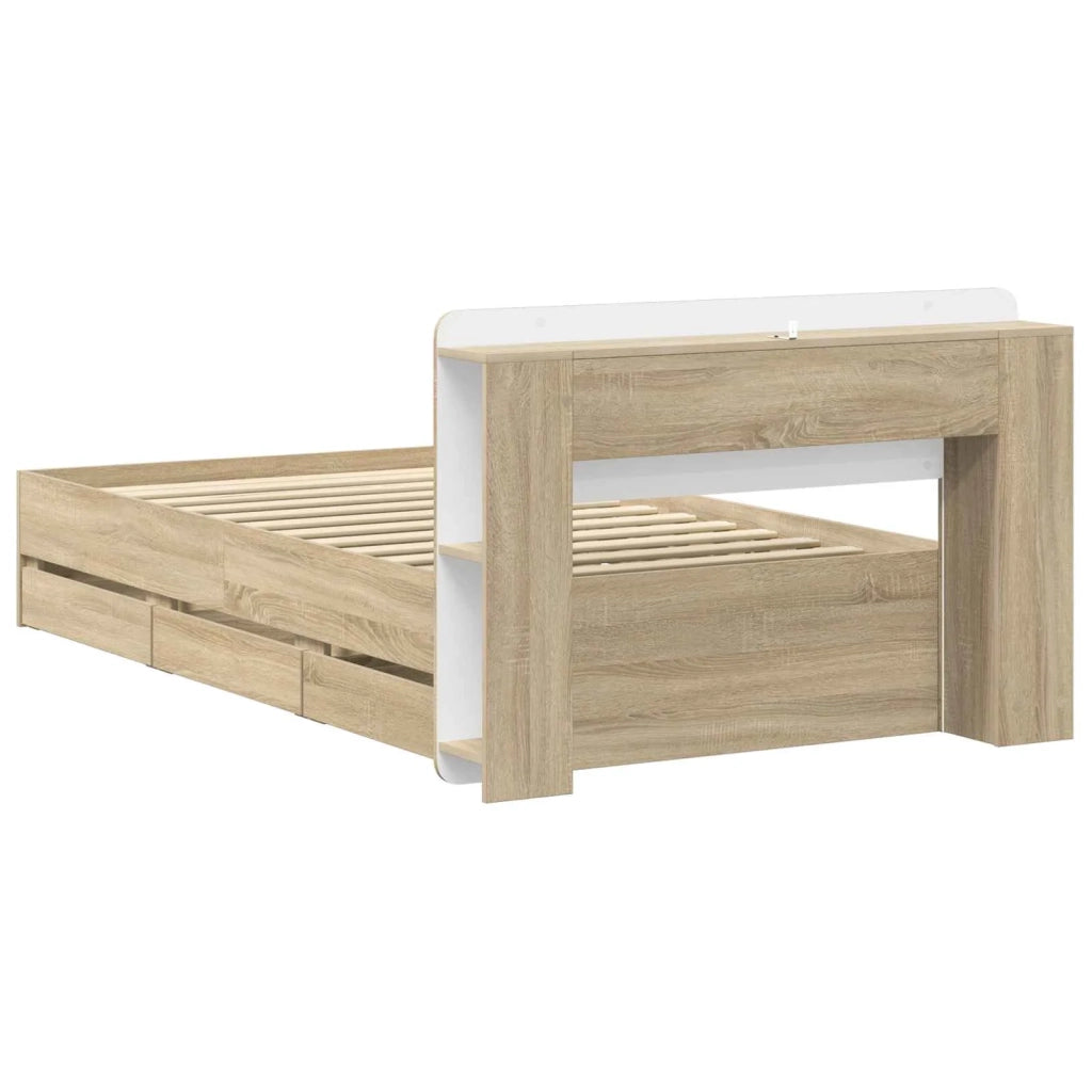 Struttura del letto con stoccaggio e testata Rovere Sonoma 3433917