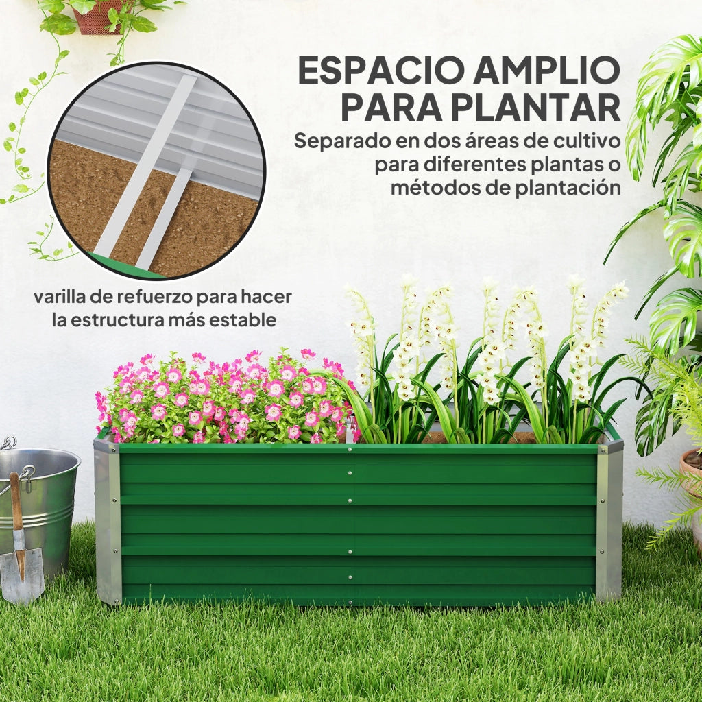 Fioriera Rettangolare in Acciaio per Giardino ¨C Zephmum ¨C 125x47x40 cm Verde
