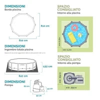 26334NP - Piscina Ultra Xtr Frame 610X122 Cm Pompa A Sabbia, Scaletta Doppia, Telo Base, Copertura