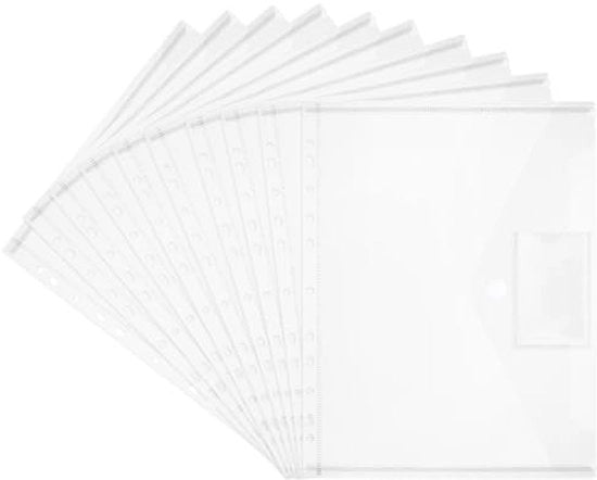 Set di 20 cartelle per documenti A4, cartella documentale trasparente, impermeabile, con chiusura con adesivi e carta ad etichetta per la classificazione dei fascicoli