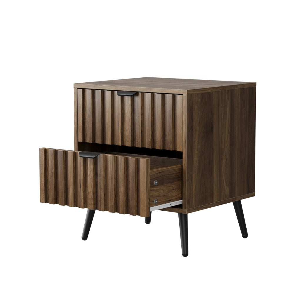 Comodino 45x40x53 cm con 2 cassetti e dispositivo antiribaltamento in MDF noce