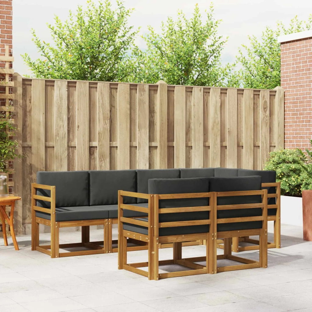 Set di divani da esterno con cuscino 7 pcs Naturale e Antracite