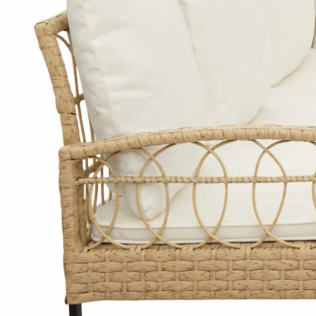 Set Divano da Giardino 2 pcs Naturale Rattan sintetico Acciaio