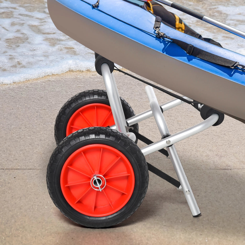 Carrello Pieghevole per Canoa Kayak Surf ¨C Xylo ¨C Alluminio Argento 75kg 68x44,5x40cm