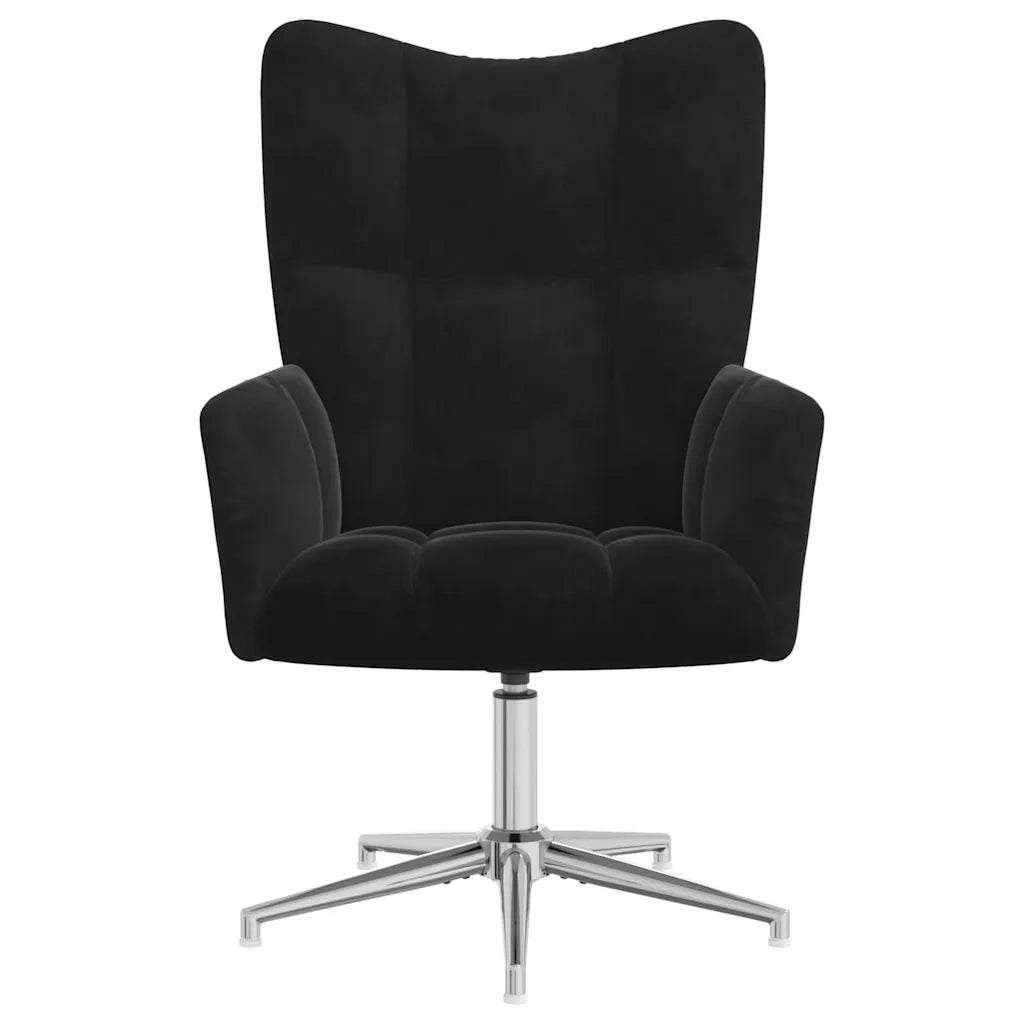 Divano Sedia-Poltrona Relax con Poggiapiedi Nero in Velluto 223707