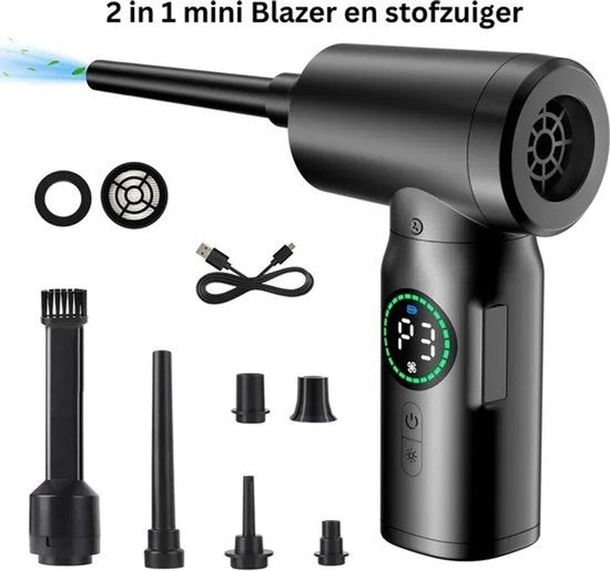 Draagbare Turbina a Ventilazione - Mini Aspiratore e Ventilatore in 1 - 100 W - 5000 RPM - Nero