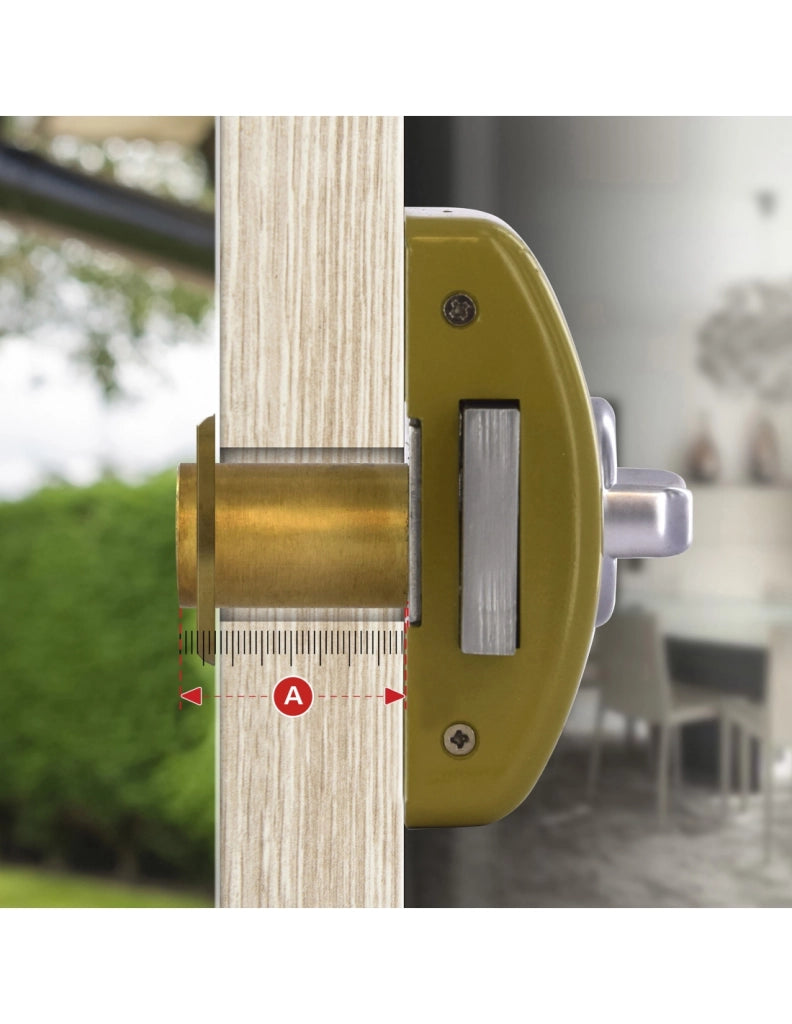 Serratura da applicare a chiavistello, con pomolo, Design 5 per porta d'ingresso, cilindro da 45 mm, acciaio, 3 chiavi, bronzo - THIRARD