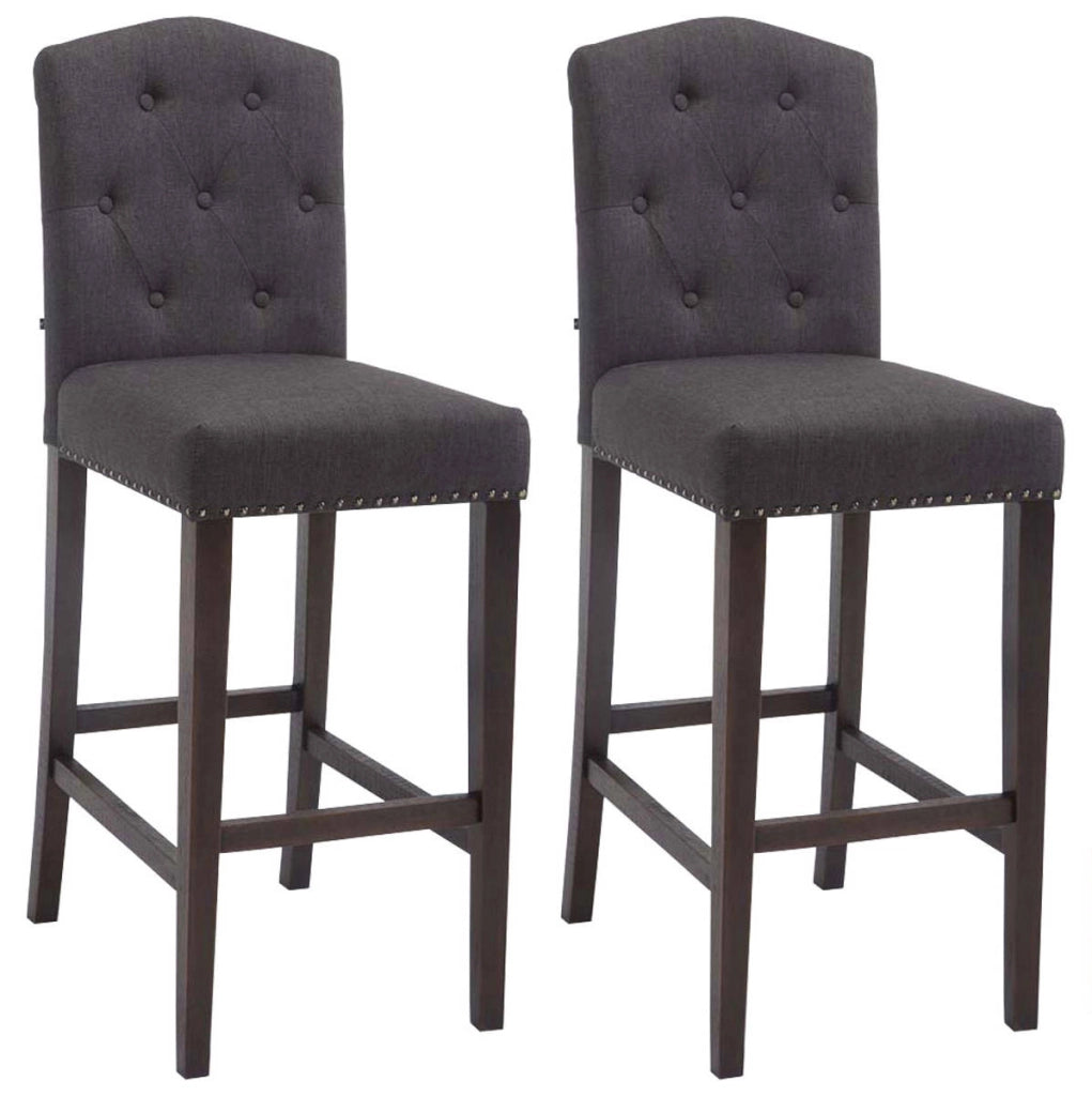 Set 2 Sgabelli Bar Louise in Tessuto grigio scuro,antico