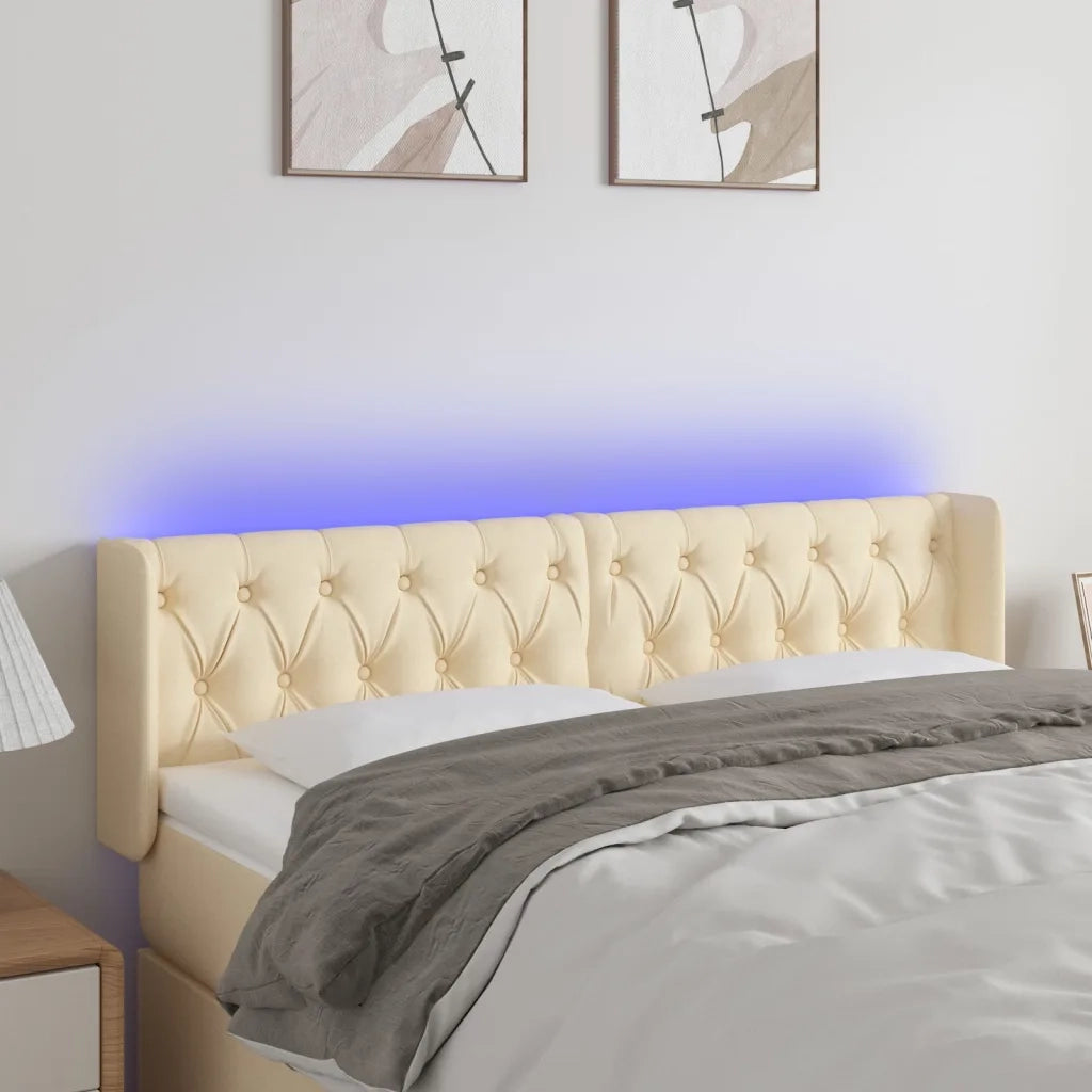 Testiera | Testata a LED Crema 147x16x78/88 cm in Tessuto