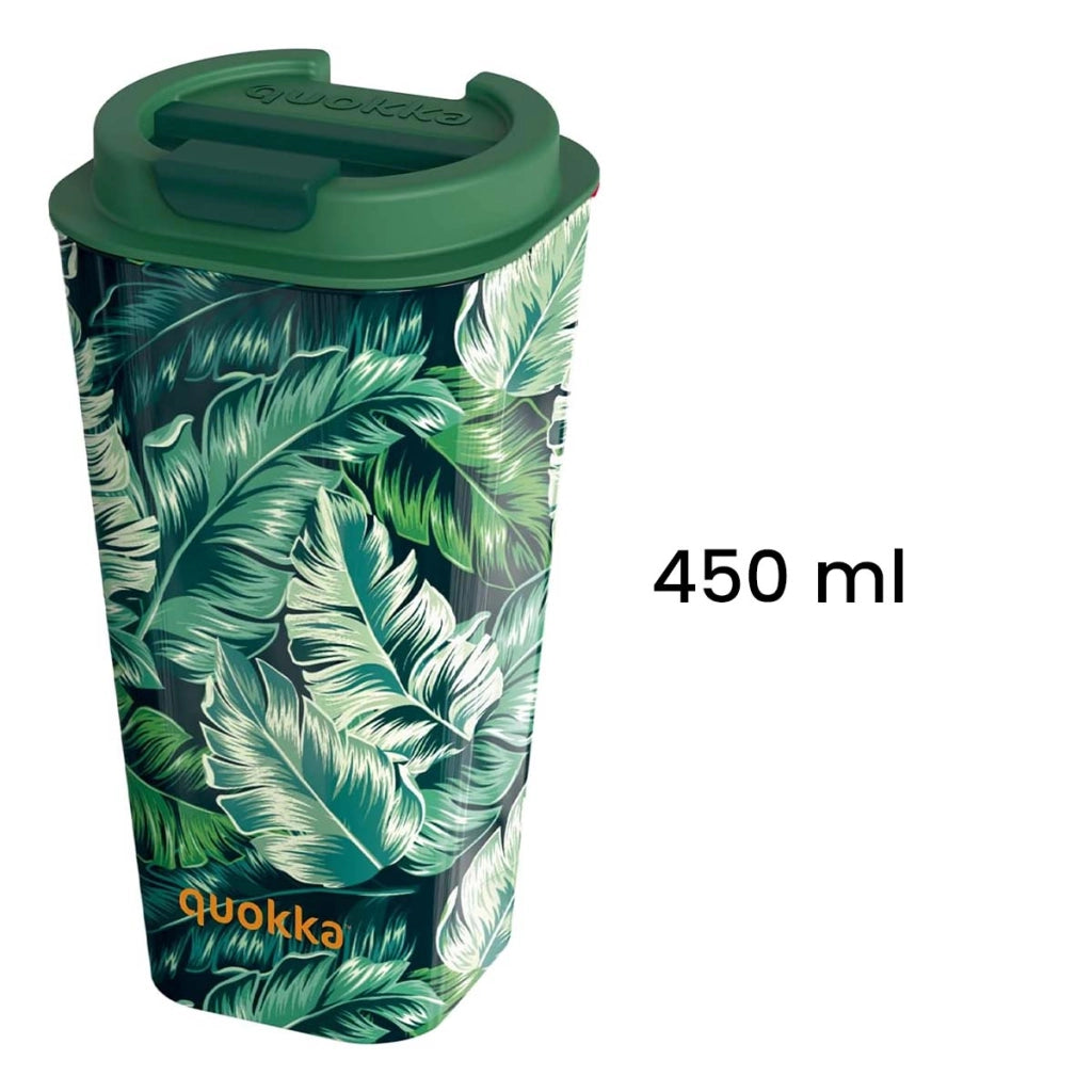 Bicchiere Termico 450ml Doppia Parete Antifuoriuscita Ermetico senza BPA Verde foresta Quokka