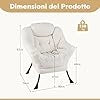 Poltrona Relax, Poltrona da Lettura con Cuscino, Elegante con Schienale e Seduta Imbottiti, Braccioli e Tasca di Stoccaggio, Portata 150 kg (Senza Pouf, Cashmere Beige)