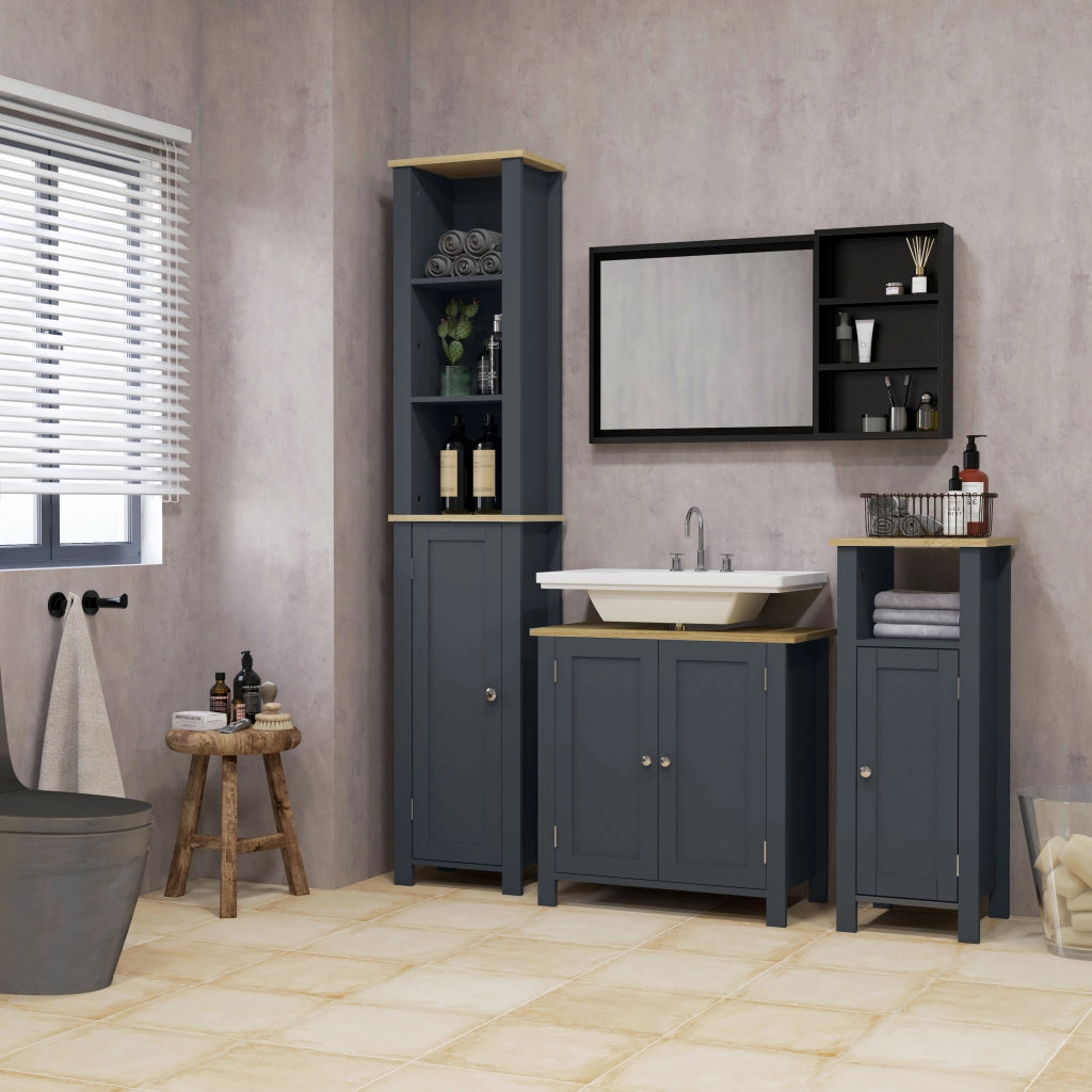 Mobile Sottolavabo a 2 Ante con Ripiano Regolabile ¨C zephmum ¨C Truciolato MDF Grigio 60x30x60 cm