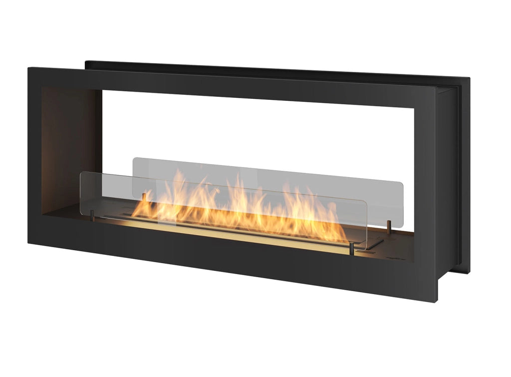 Camino a Bioetanolo da Incasso 120x50 cm Bifacciale 2 Side 1200 Nero con Vetro