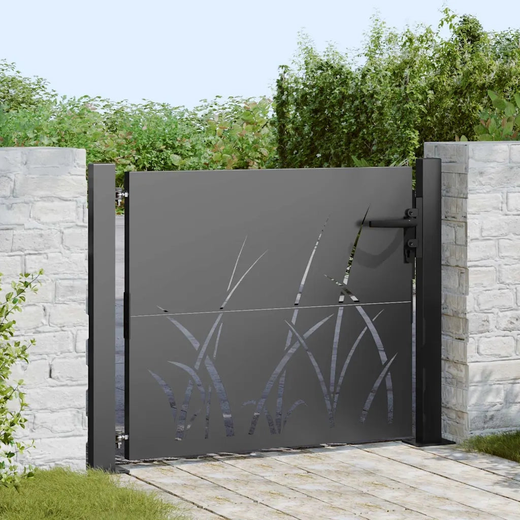 Cancello da giardino con blocco Nero 110 x 105 cm