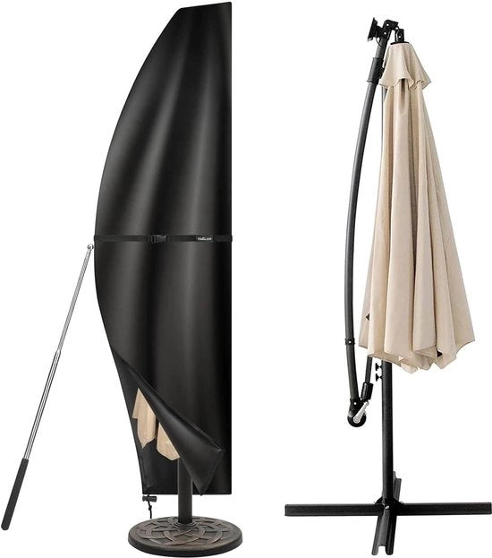 Copriparasole per parasole a vento, 3 m, parasole a stantuffo, tessuto 420D Oxford, copriparasole, impermeabile, resistente all'UV, resistente al vento, protezione per parasoli (265 x 40/70/50 cm)